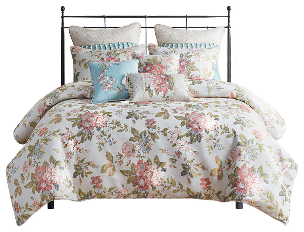 Madison Park Signature Carolyn Traditional Cottage Floral Comforter Set, Queen