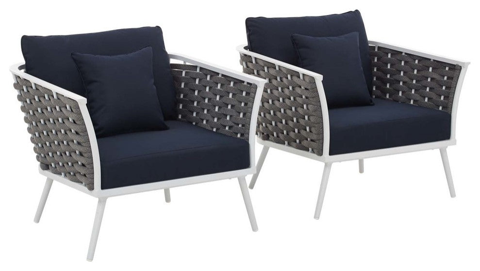 Stance Armchairs Outdoor Patio Aluminum, Set of 2, Navy