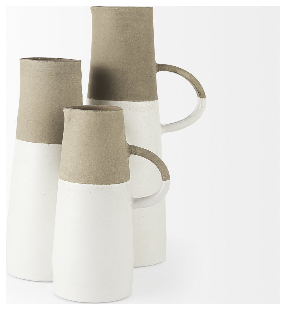 16" Rustic Organic White and Natural Decorative Jug