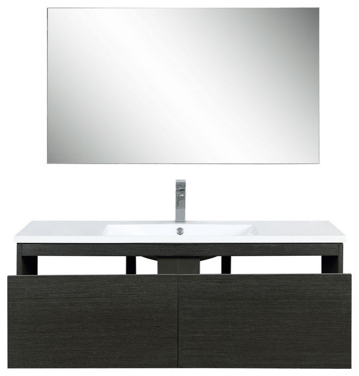 Sant Contemporary 48" Iron Charcoal Bathroom Vanity Set, Labaro Brushed Nickel F