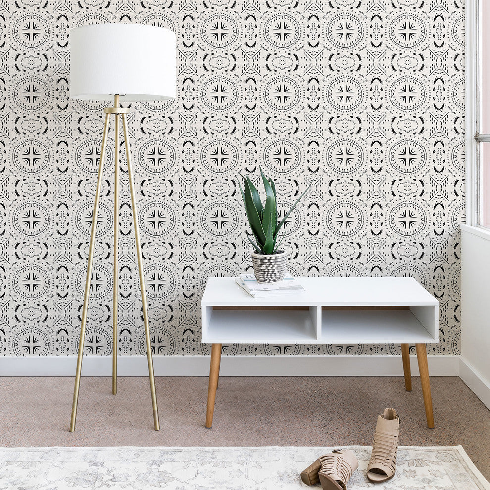 Deny Designs Holli Zollinger Mandala Tile Light Wallpaper, Black, 2'x4'