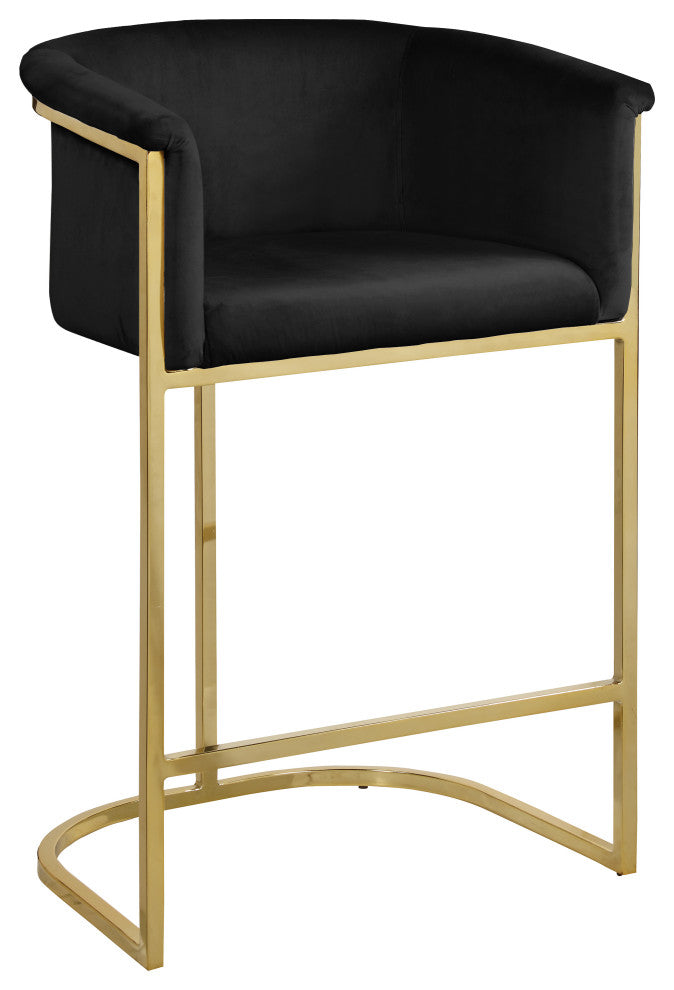 Donatella Velvet Upholstered Stool, Black