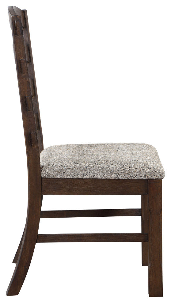 ACME Pascaline Side Chair, Set of 2, Gray Fabric, Rustic Brown and Oak Finish