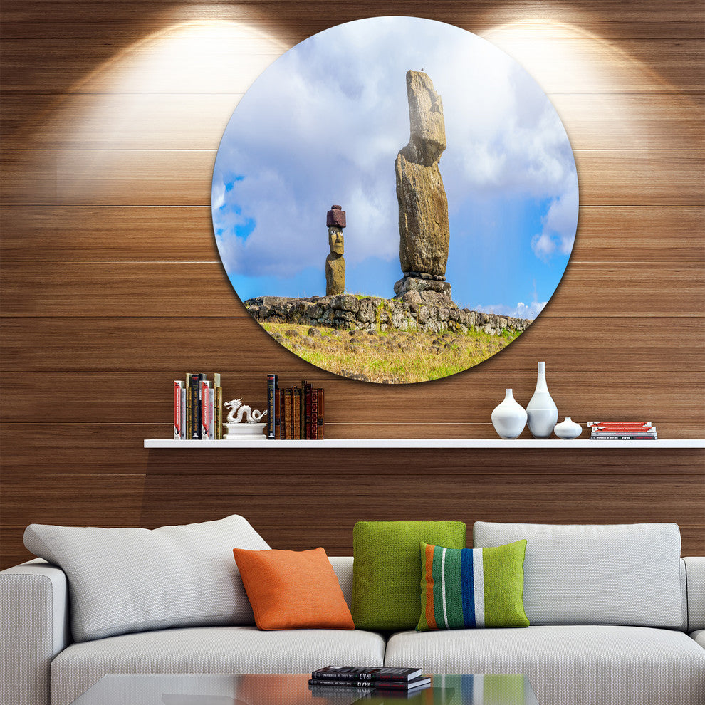 Ahu Tahai And Ahu Ko Te Riku, Landscape Photo Disc Metal Wall Art, 36"