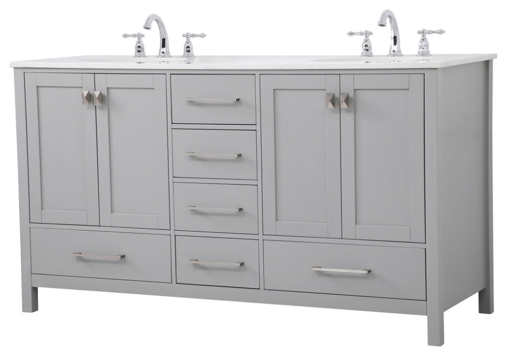 Grey 60" Double Sink Bathroom Vanity