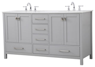 Grey 60" Double Sink Bathroom Vanity