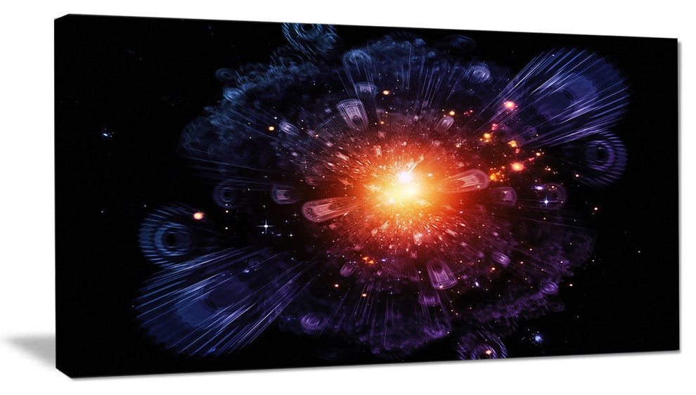 Abstract Fractal Gears and Lights, Flowers Canvas Wall Artwork, 32"x16"
