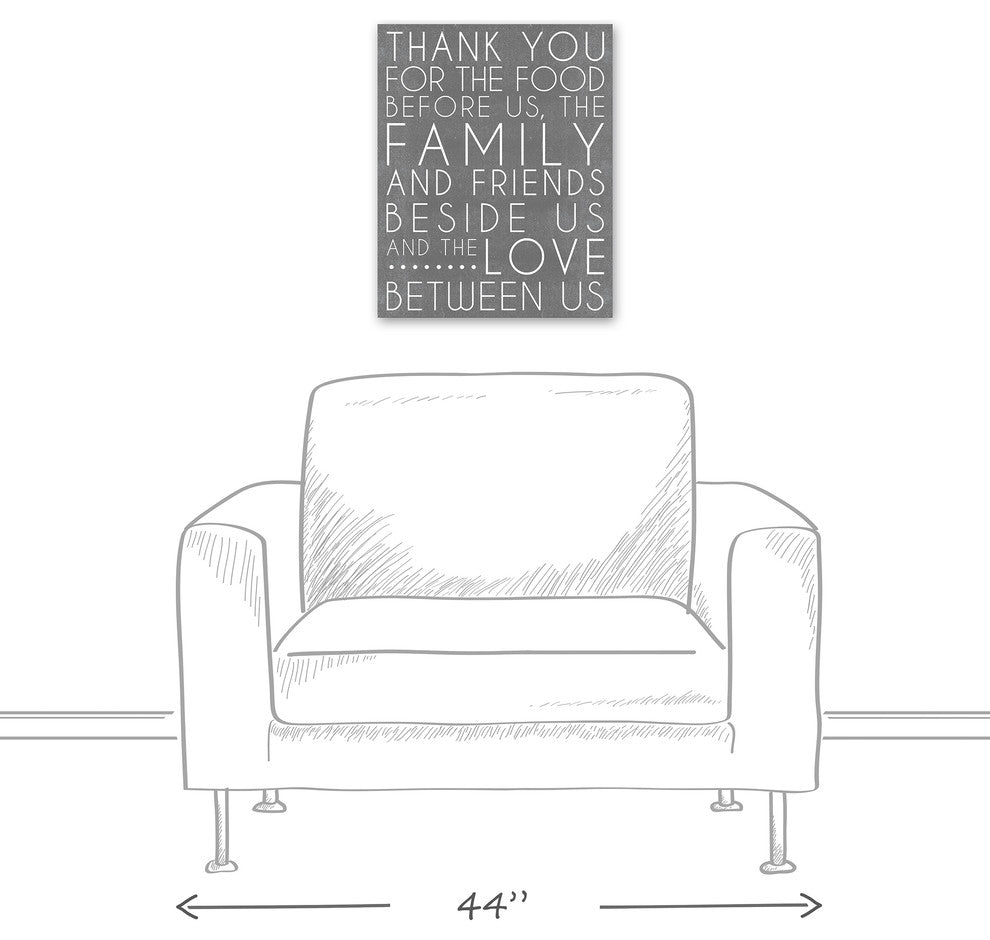 Food Blessing Prayer Gray Wall Art, 16"x20", Canvas