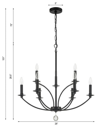 Crystorama Lighting Group MIL-8009 Mila 9 Light 28"W Taper Candle - Black