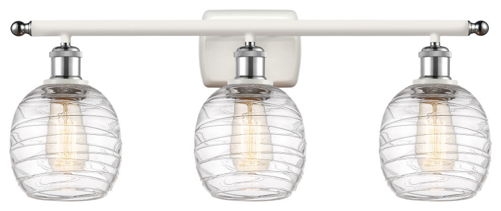 Innovations 516-3W-WPC-G1013-LED 3-Light Vanity Light, White, Polished Chrome