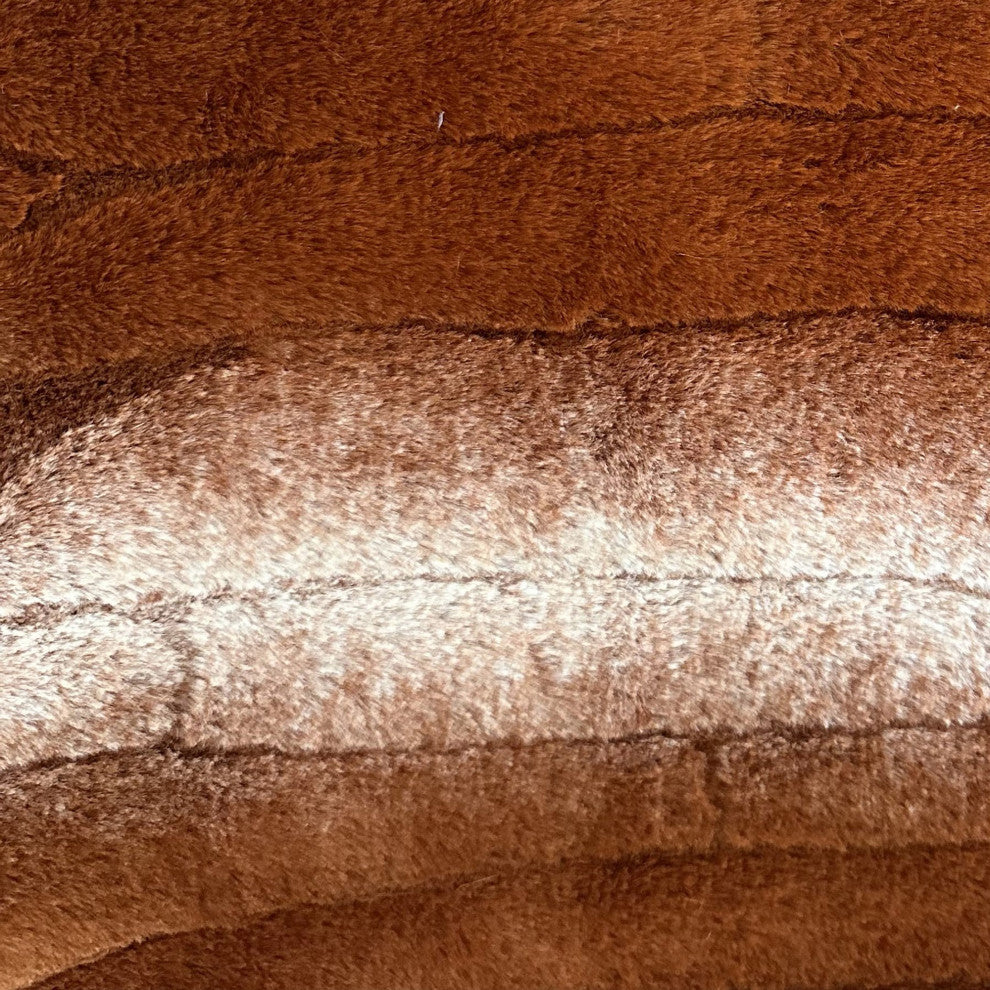 Plutus Orange Brown Furever Faux Fur Throw Pillow, 20" x 30" Queen