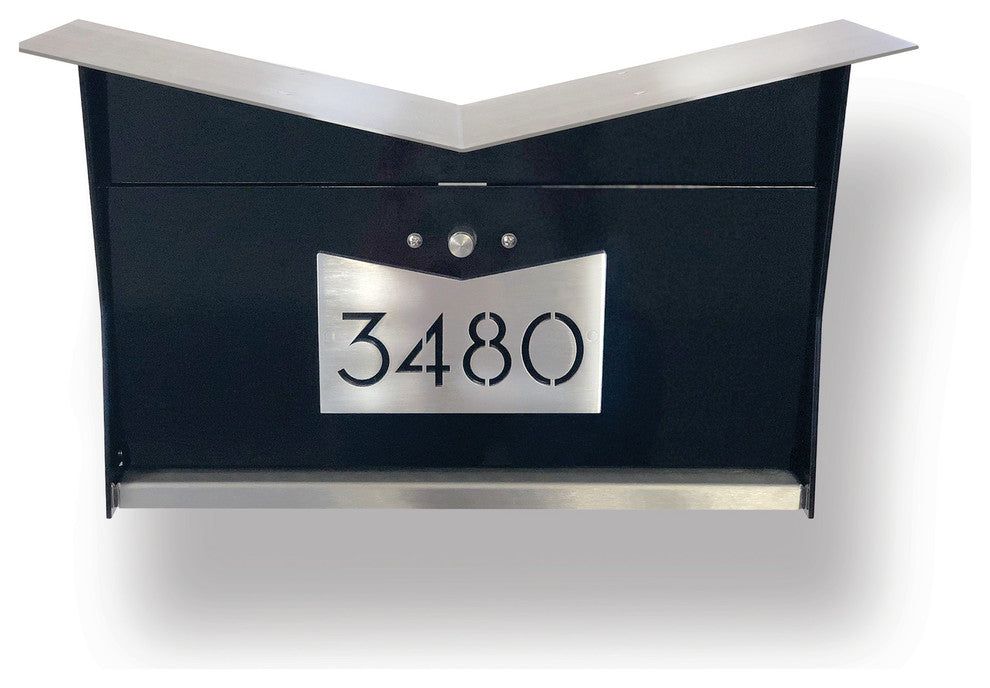 ButterFly Box: Contemporary, Modern, Wall-Mounted Mailbox, Black & Stainless