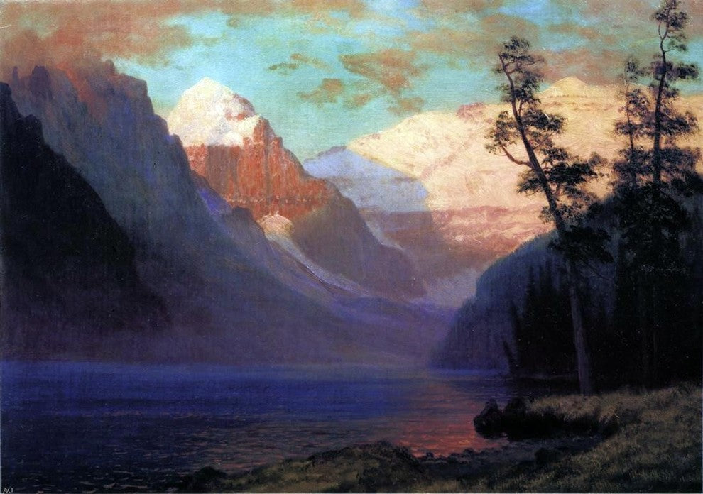 Albert Bierstadt Evening Glow Lake Louise, 18"x27" Wall Decal