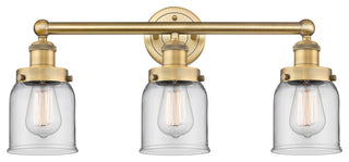 Edison Small Bell 3-Light 25" Vanity Light, Brushed Brass Finish, Clear Shade