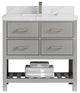 Parker 36" Single Sink Bath Vanity, Elephant Skin Gray 2" Calacatta Sienna
