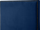 Harlie Velvet Upholstered Bed, Navy, Twin