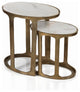 "Nikki" 2-Piece Aluminum Nesting Table Set, Oval Shaped with Marble Top