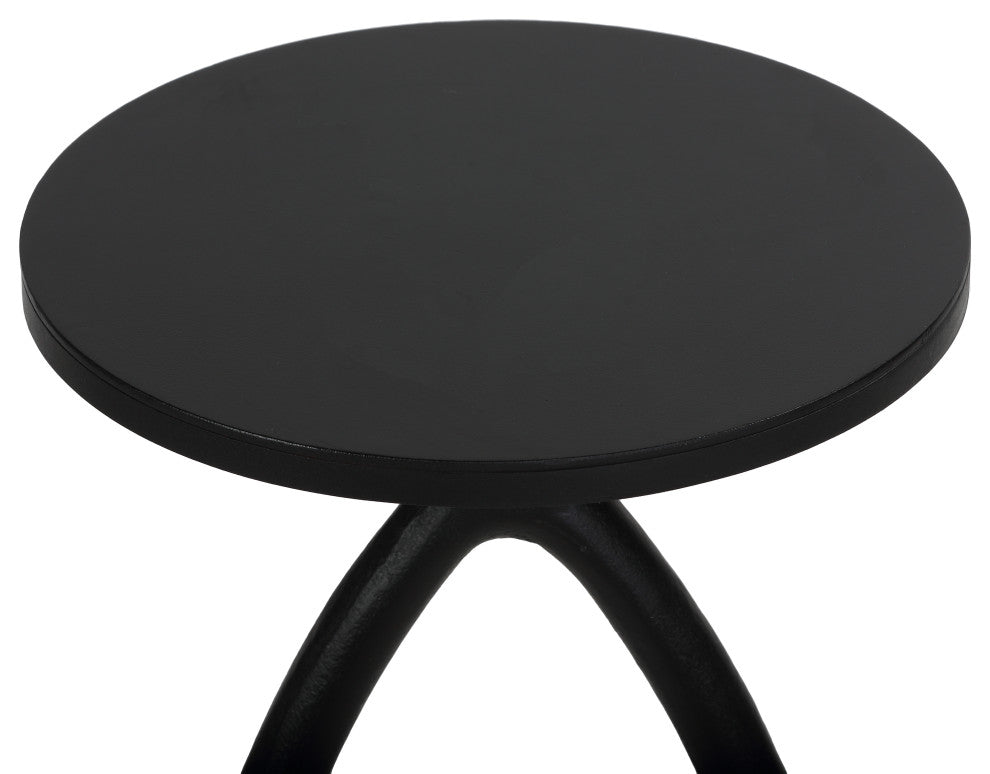 Bare Decor Aztec Table, Black Metal With White Marble Stone Base, 20x20x24