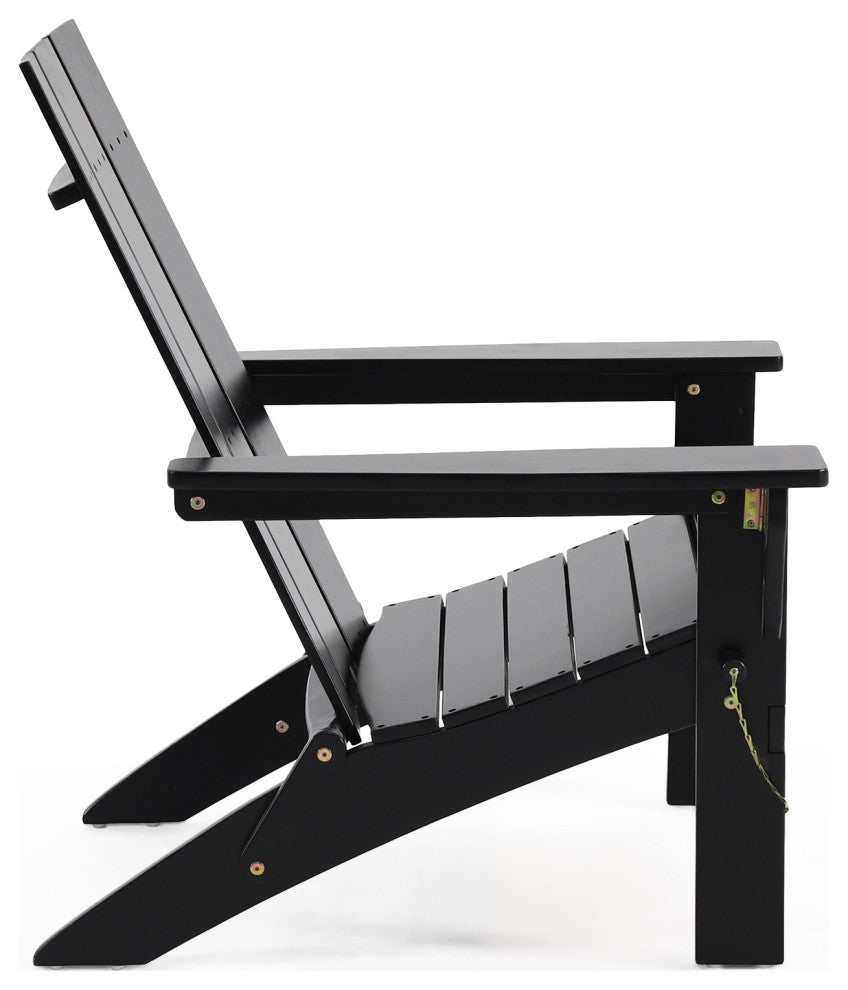 Gurekam Outdoor Foldable Adirondack Chairs, Set of 2, Black