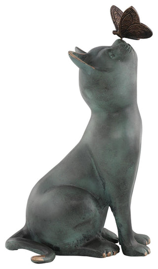 Curiosity Garden Sculpture, Cat and Butterfly