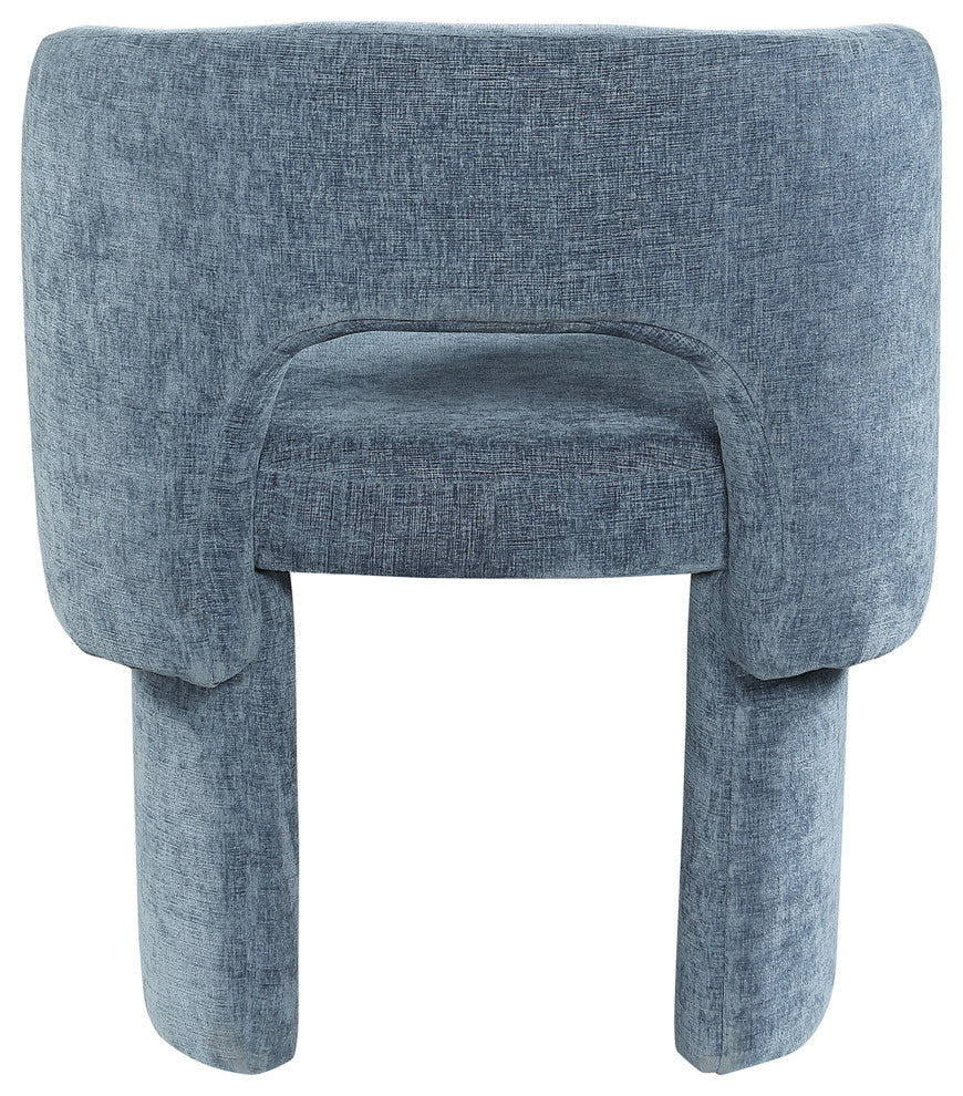 Emmet Boucle Fabric Dining Chair / Accent Chair, Blue, Chenille Fabric