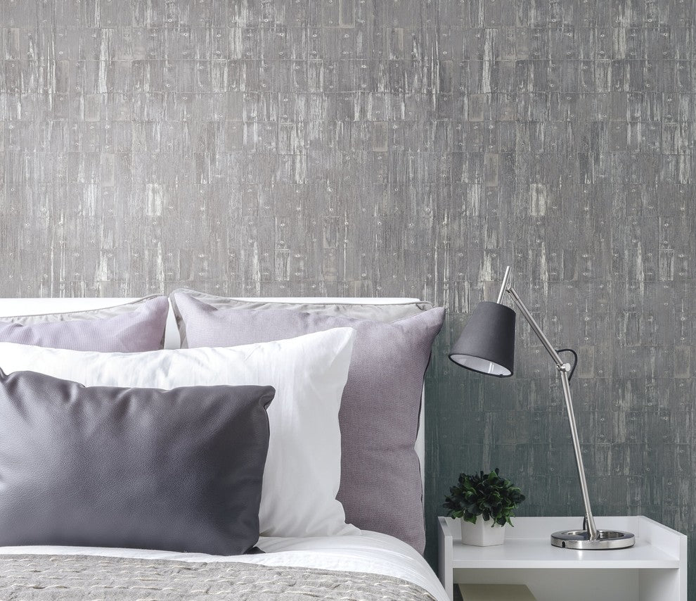 Serendipity 2, Traditional Damask Solid Wallpaper, Gray, Sample