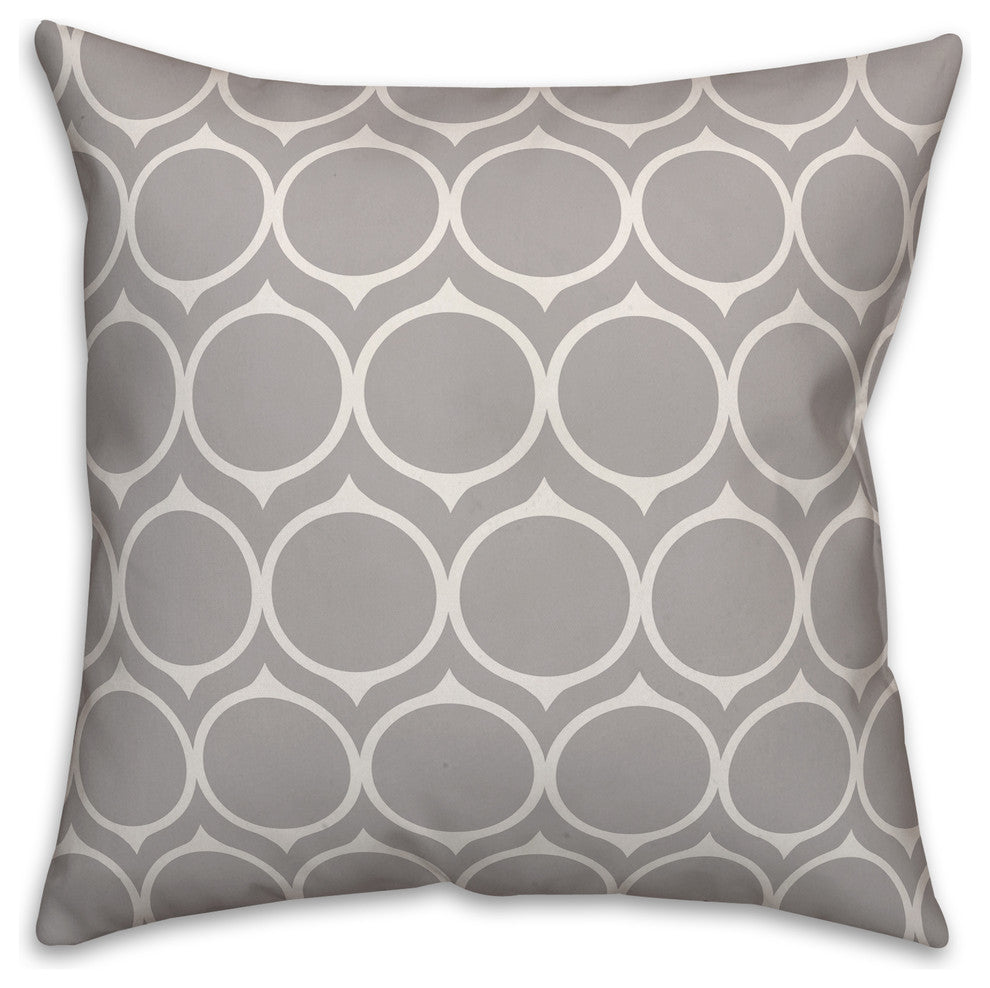 Gray Mid Mod Circle 18x18 Throw Pillow