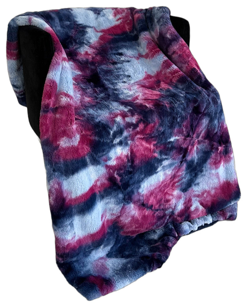 Plutus Purple Pink Fureal Faux Fur Throw Blanket, 90"L x 90"W Full