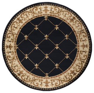 Orleans Traditional Border Area Rug, Black, 7'10" Round