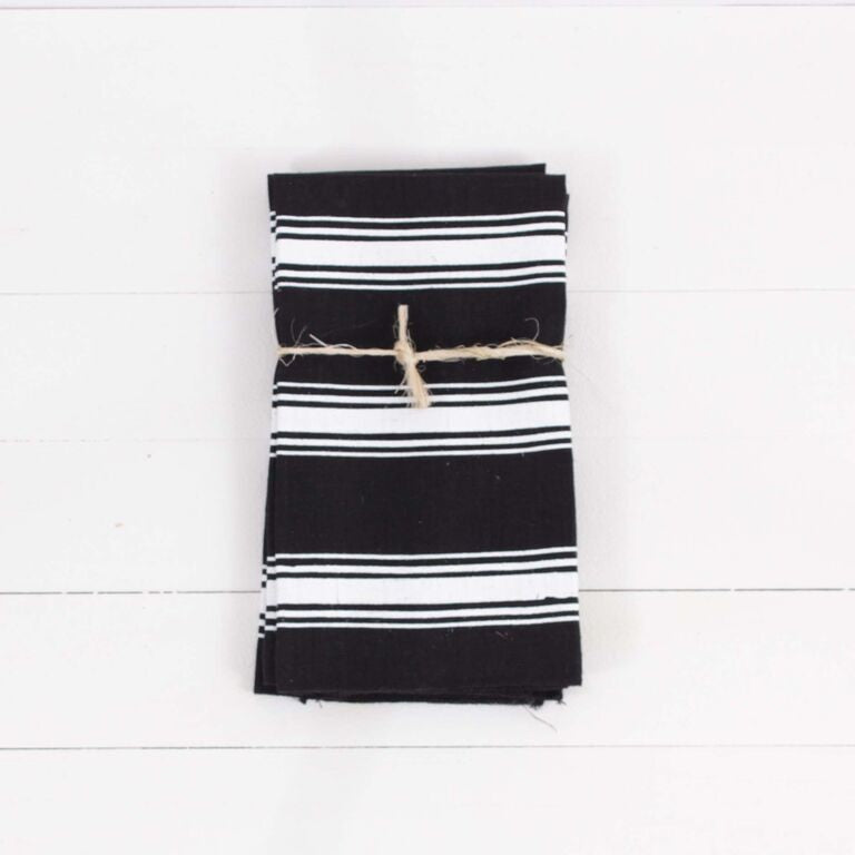 Heritage Stripe Linen Napkin, Black