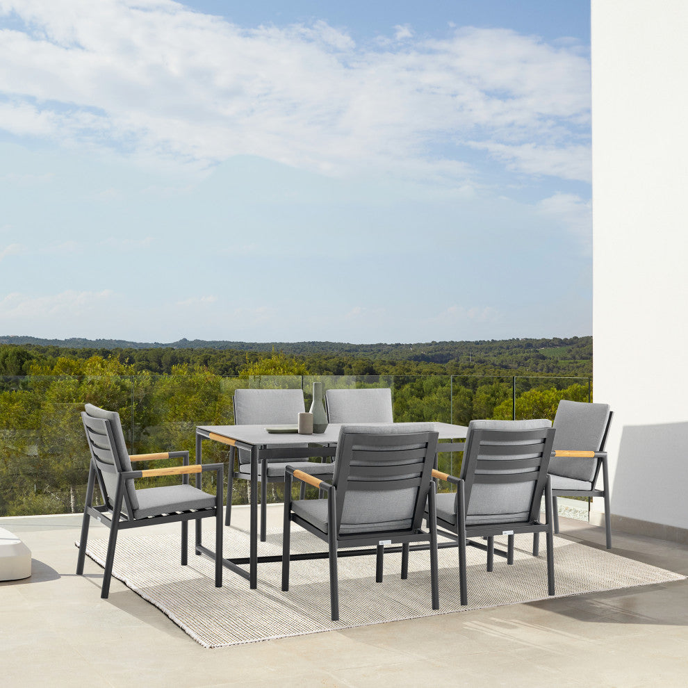 Royal Outdoor Dining Set, Black, 7-Piece