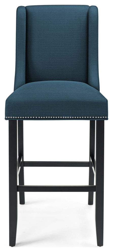 Bar Stool Chair Barstool, Set of 2, Fabric, Wood, Navy Blue, Modern, Bar Pub