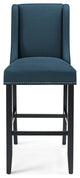 Bar Stool Chair Barstool, Set of 2, Fabric, Wood, Navy Blue, Modern, Bar Pub