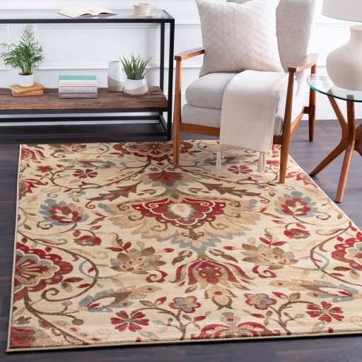 Surya Riley RLY-5017 7'10"x10'10" Rug, Red/Camel/Khaki/Brown/Tan/Denim/Charcoal