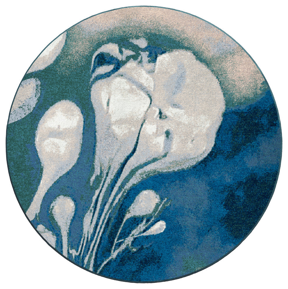 Abstract Jelly Fish, Blue, 8' Round