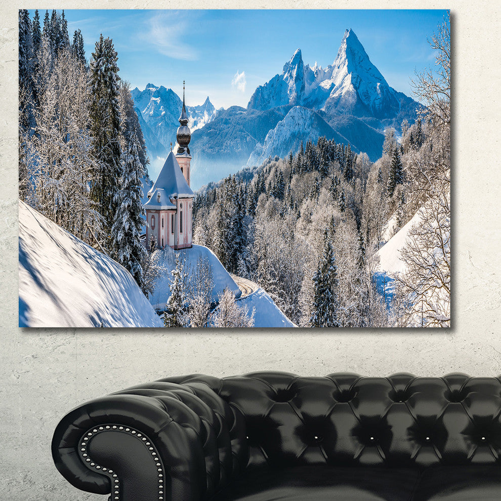 Winter in the Bavarian Alps, Landscape Canvas Art Print, 60x40