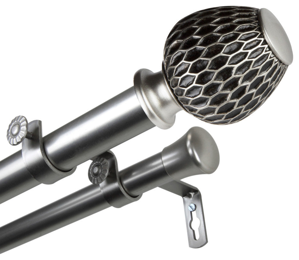 Telmo 1" Double Curtain Rod, Satin Nickel, 28-48"