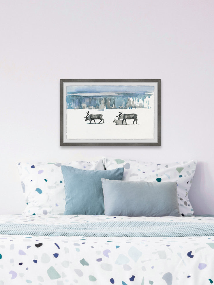 "Caribou Trek" Framed Painting Print, 36x24
