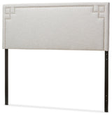Geneva Modern Grayish Beige Fabric Upholstered Full Size Headboard