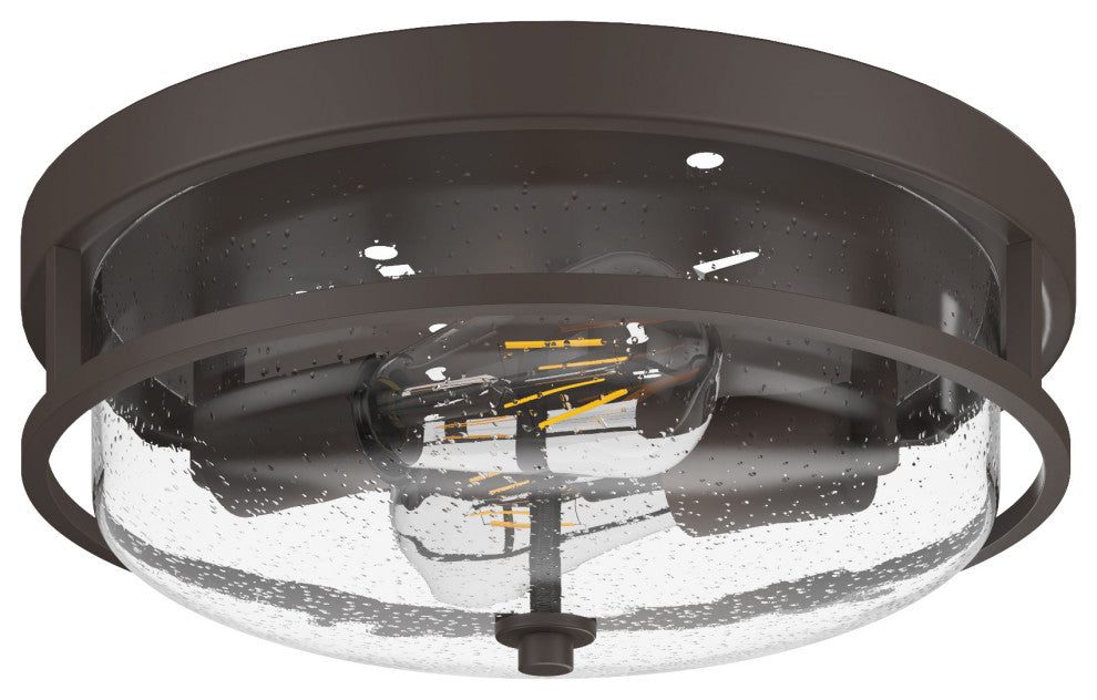 Vintage 2-Light Glass Style Flush Mount Metal Ceiling Light