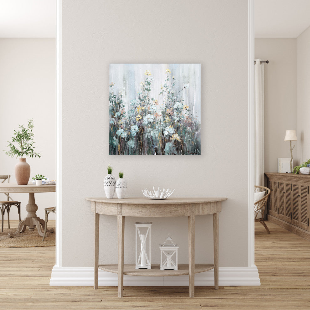 Spring abstract flowers - Oil Painting Print on Wrapped Canvas, Wall art, 30"x30"