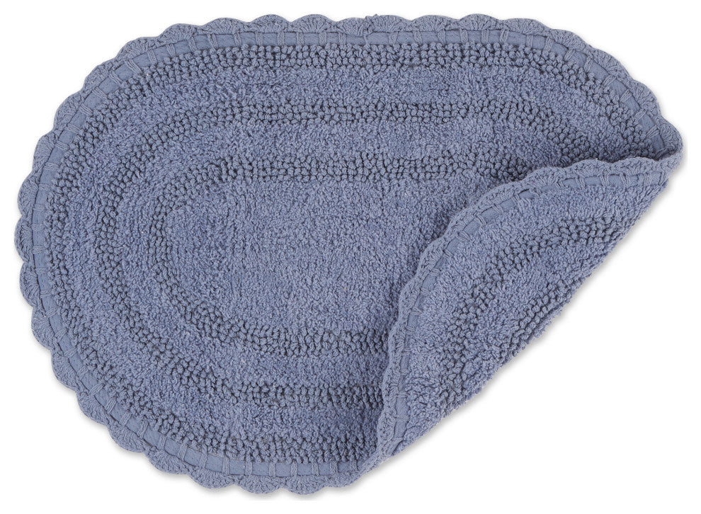 Stonewash Blue Small Oval Crochet Bath Mat