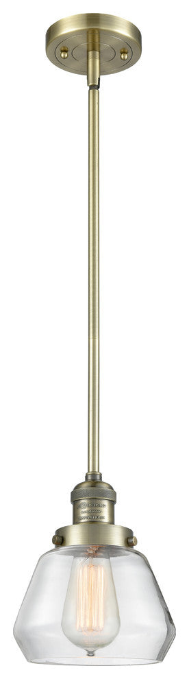 Fulton 1-Light LED Mini Pendant, Antique Brass, Glass: Clear