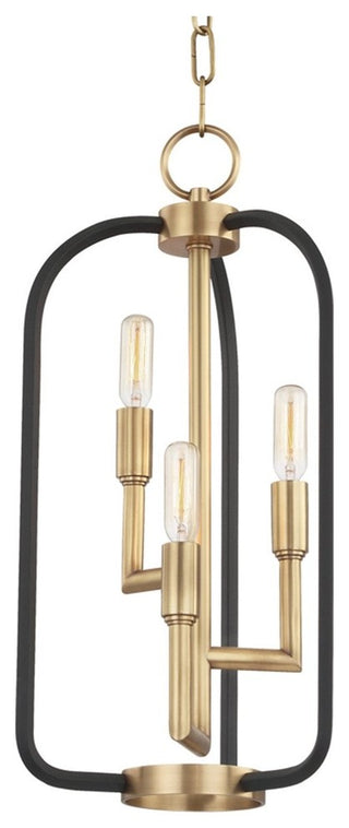 Angler 3 Light Chandelier, Aged Brass Finish