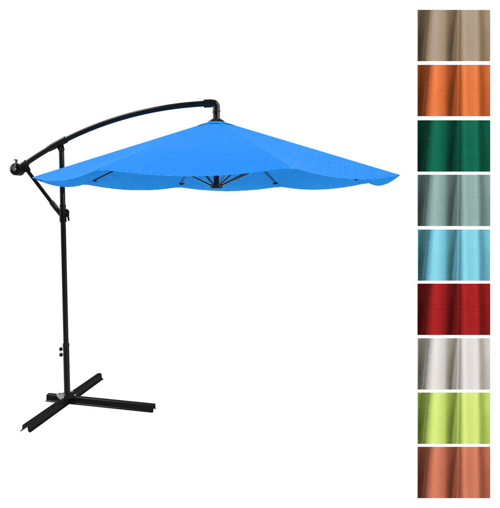 Pure Garden Offset 10'' Aluminum Hanging Patio Umbrella, Brilliant Blue