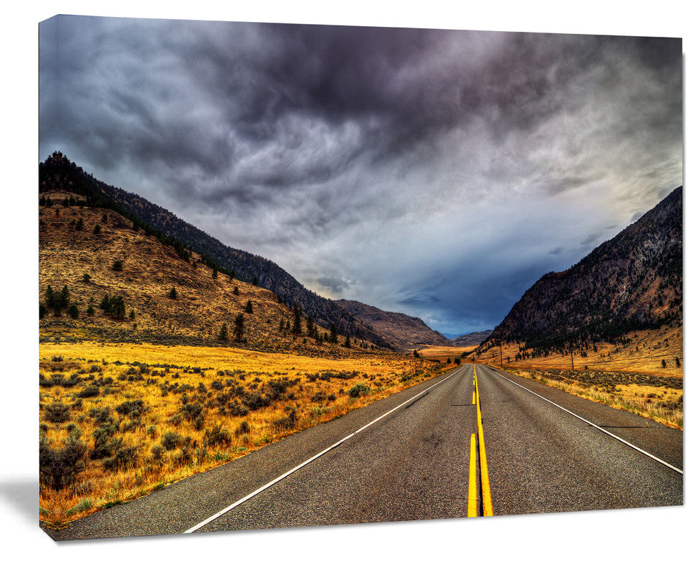 Mountain Desert Highway British Columbia, Landscape Canvas Art Print, 60"x28"