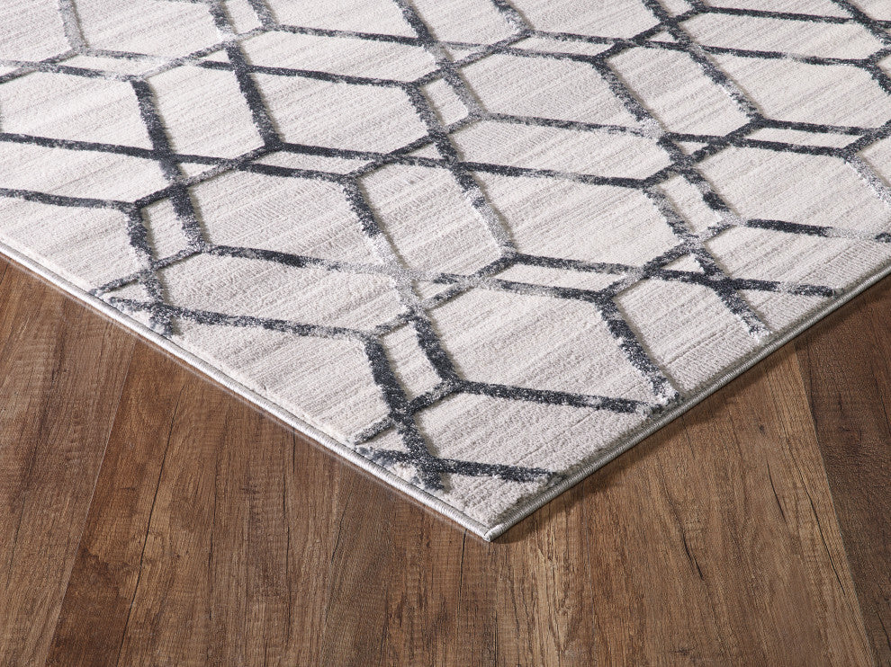 Abani Nova Nov120A Grey Silver Distressed Geometric Area Rug