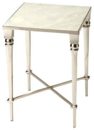 Elegant 1950s Square Silver Marble Table