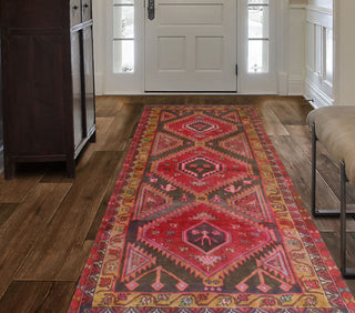 Fine Vintage Distressed Zeyne Charcoal/Red Runner, 4'7x10'1