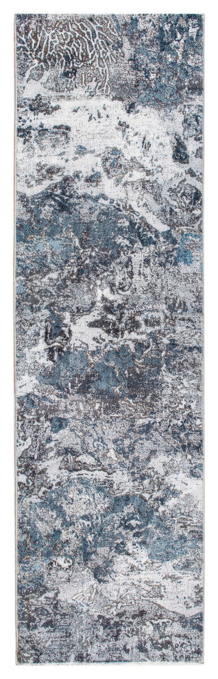 8"x10" Gray Blue Abstract Galaxy Area Rug